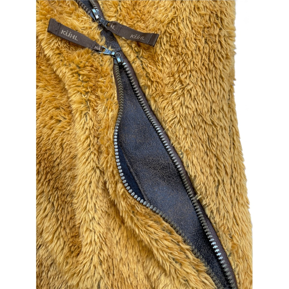 Kuhl Flight Vest M Gold Mustard High Pile Italian Fleece Sherpa Hooded Gilet - Picture 13 of 16